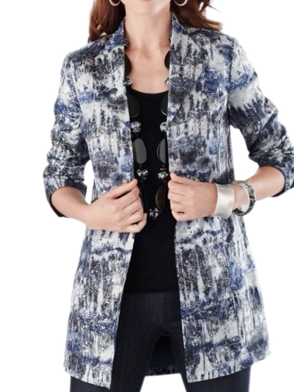NWT Chico's Madisen Jacket Mirrored Glass in Midnight Chico’s Size 1/ US 8